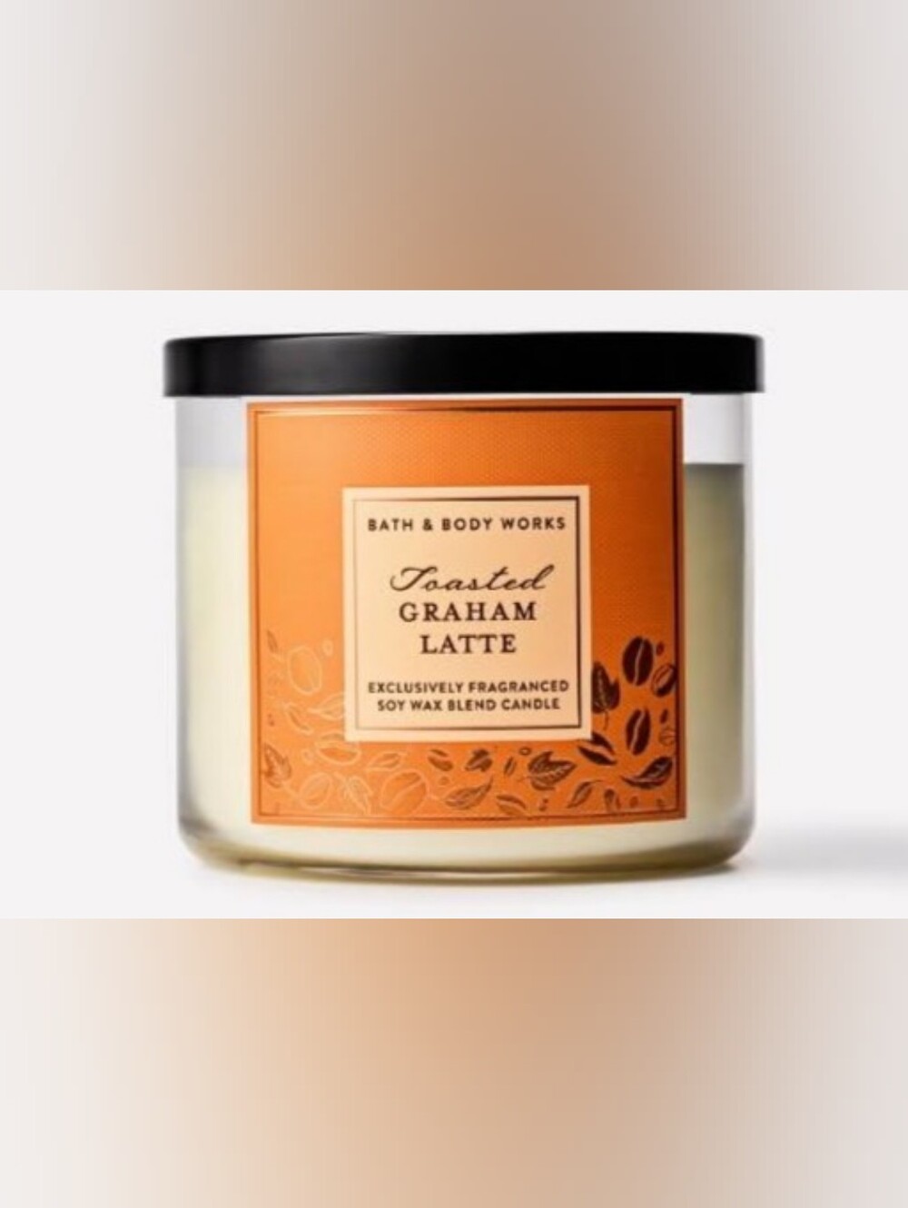 Bath & Body Works Toasted Graham Latte Candle - Orange & Black